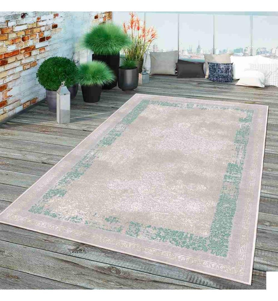 Tapis, gris, vert, 70% coton - 30% chenille, 60 x 100 cm