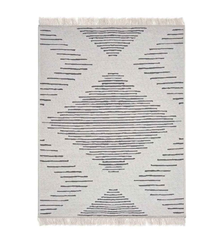Tapis, gris, blanc, 100% coton, 80 x 150 cm