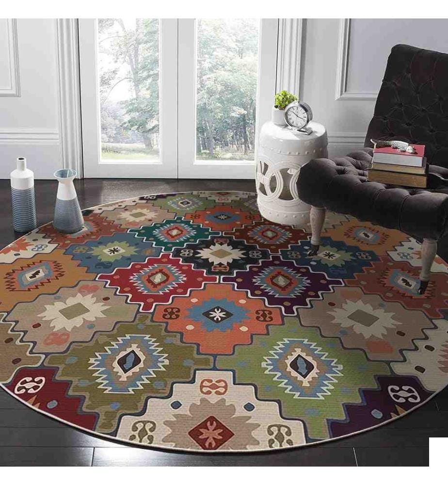 Tapis, Multicolore, 70% Coton - 30% Polyester, Semelle : 100% COTON, 150 x 150 cm