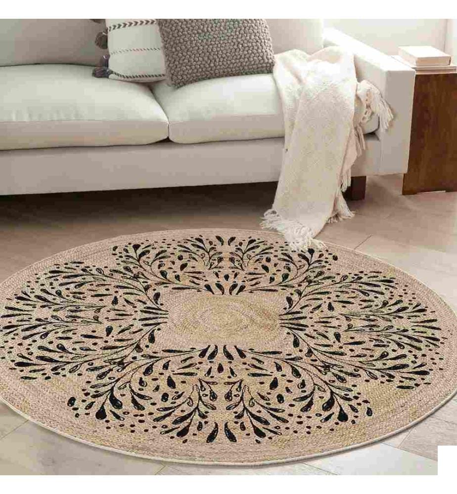Tapis, crème, 70% coton - 30% polyester, semelle : 100% COTON, 120 x 120 cm