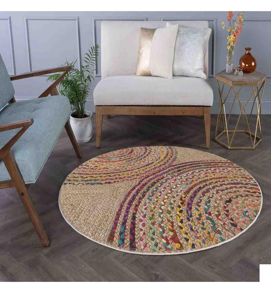 Tapis, Multicolore, 70% Coton - 30% Polyester, Semelle : 100% COTON, 120 x 120 cm
