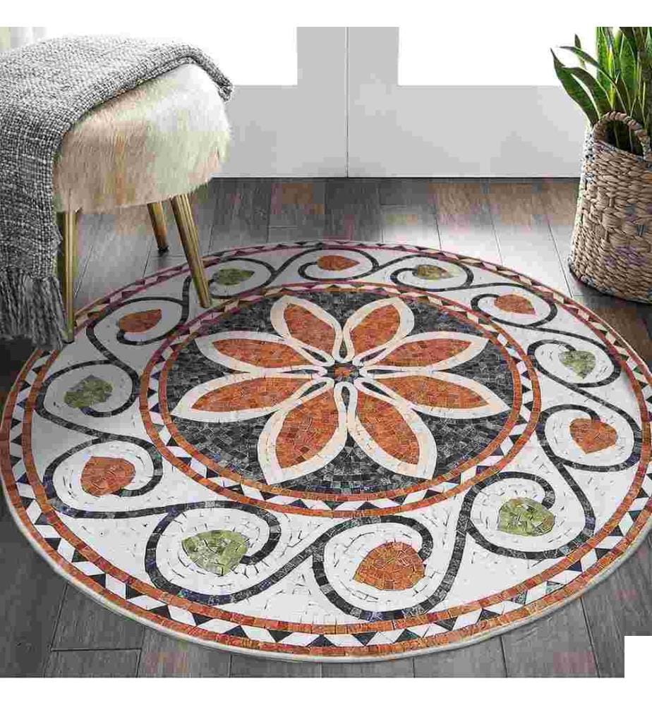 Tapis, Orange, 70% Coton - 30% Polyester, Semelle : 100% COTON, 120 x 120 cm
