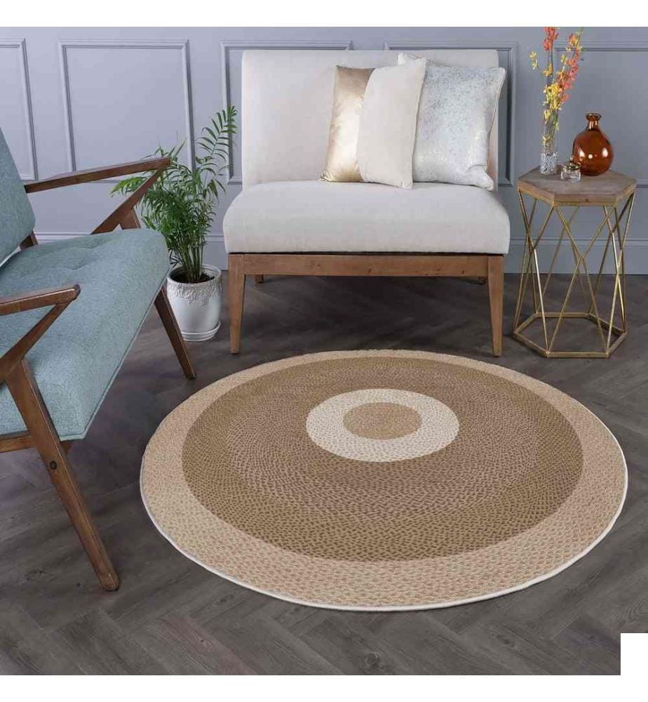 Tapis, marron, 70% coton - 30% polyester, semelle : 100% COTON, 140 x 140 cm