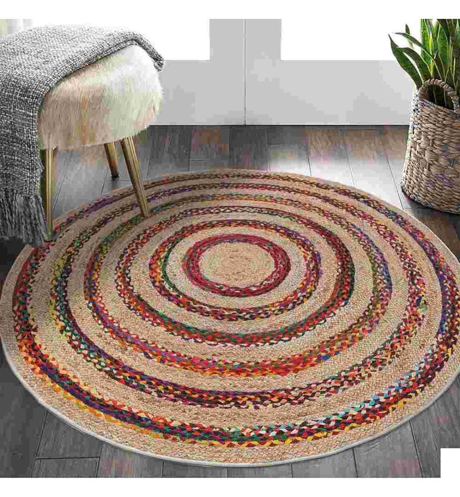 Tapis, Multicolore, 70% Coton - 30% Polyester, Semelle : 100% COTON, 120 x 120 cm