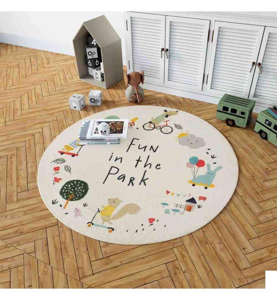 Tapis, blanc, 70% coton - 30% polyester, 180 X 180 cm