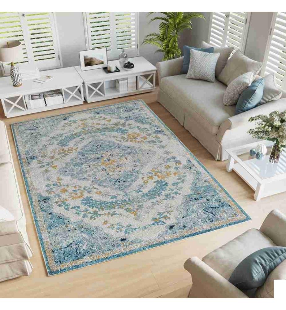 Tapis, bleu, 70% coton - 30% polyester, 100 x 150 cm