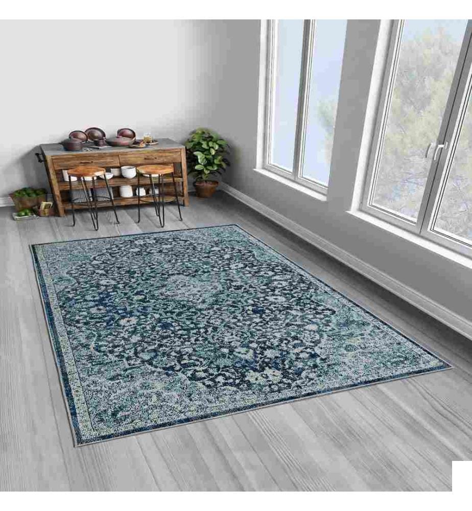 Tapis, bleu, 70% coton - 30% polyester, 100 x 150 cm