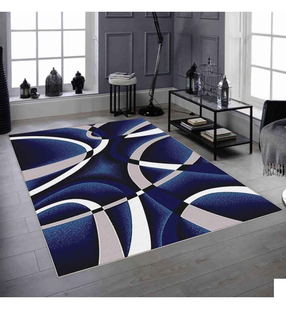 Tapis, bleu marine, 70% coton - 30% polyester, 120 x 180 cm