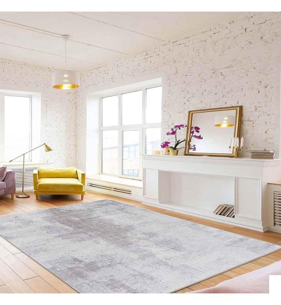 Tapis, gris, 70% coton - 30% polyester, 100 x 300 cm