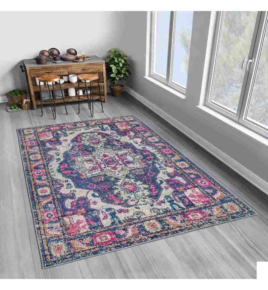 Tapis, violet, 70% coton - 30% polyester, 80 x 120 cm