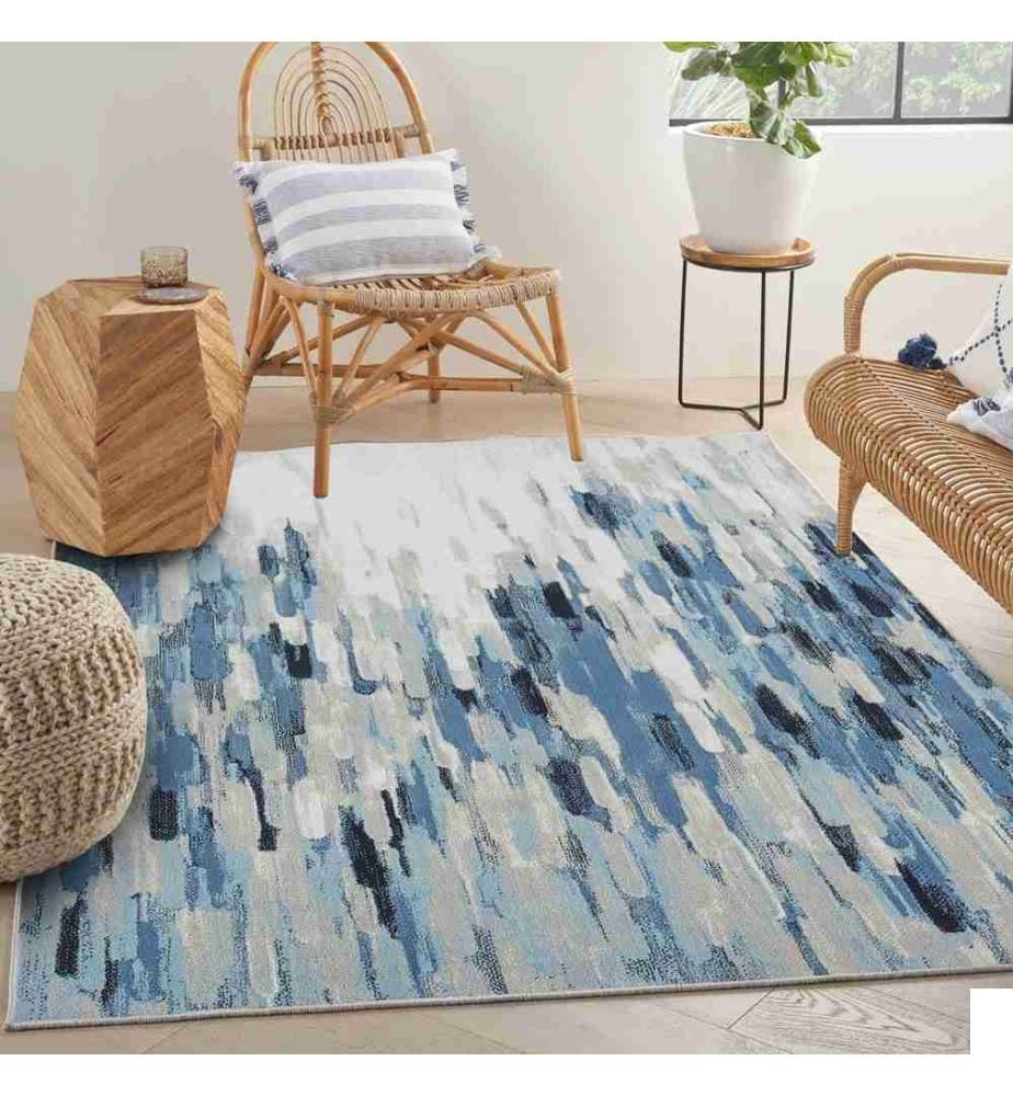 Tapis, bleu, 70% coton - 30% polyester, 100 x 150 cm