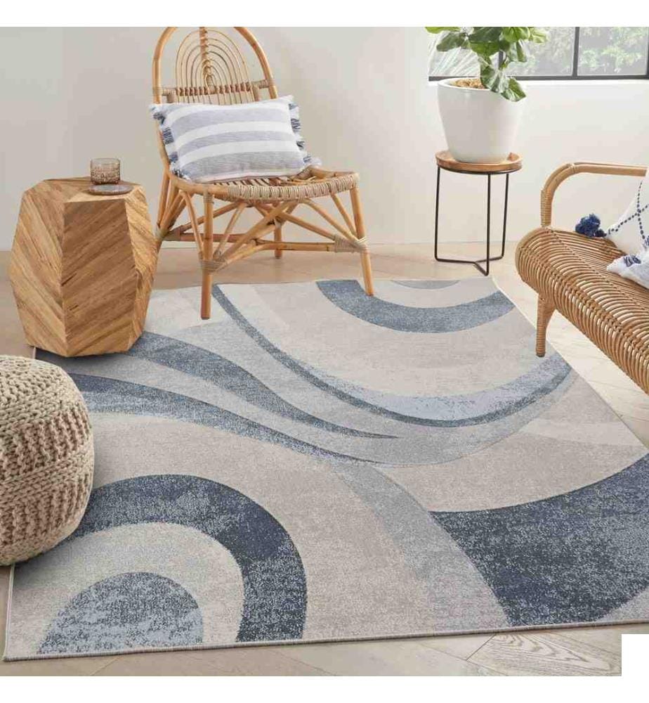 Tapis, bleu, 70% coton - 30% polyester, 100 x 150 cm
