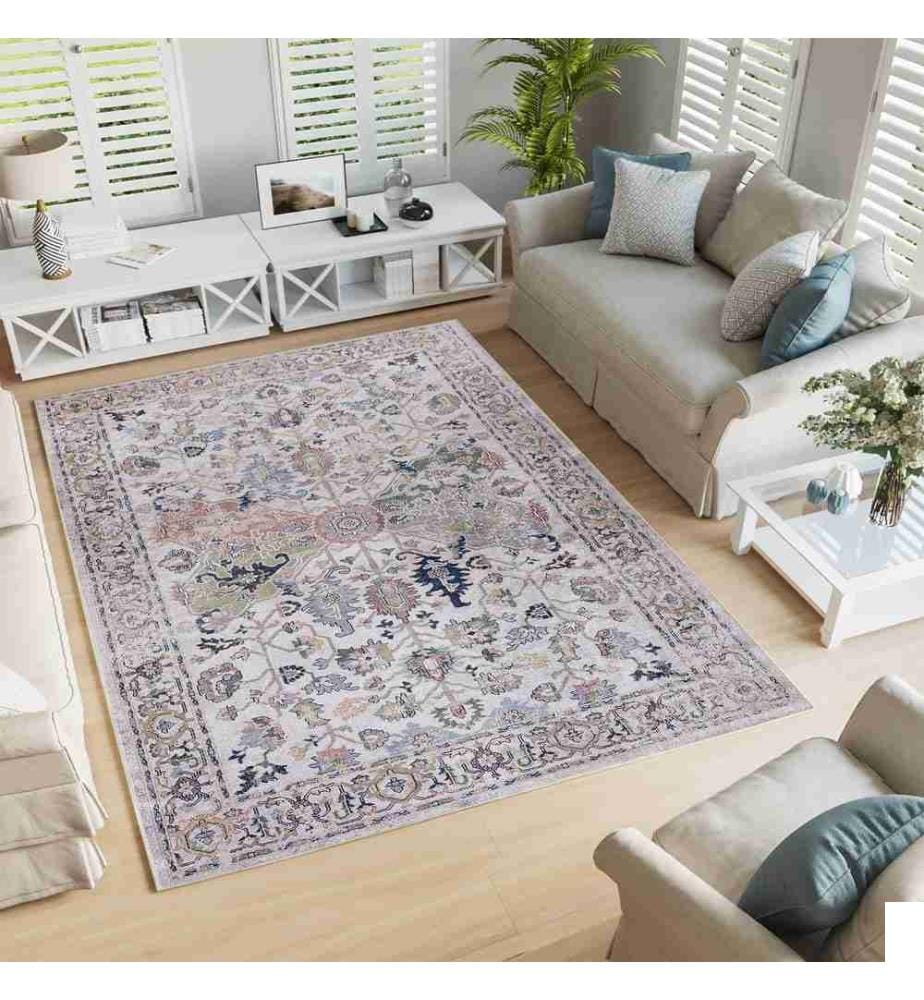Tapis, blanc, 70% coton - 30% polyester, 100 x 150 cm