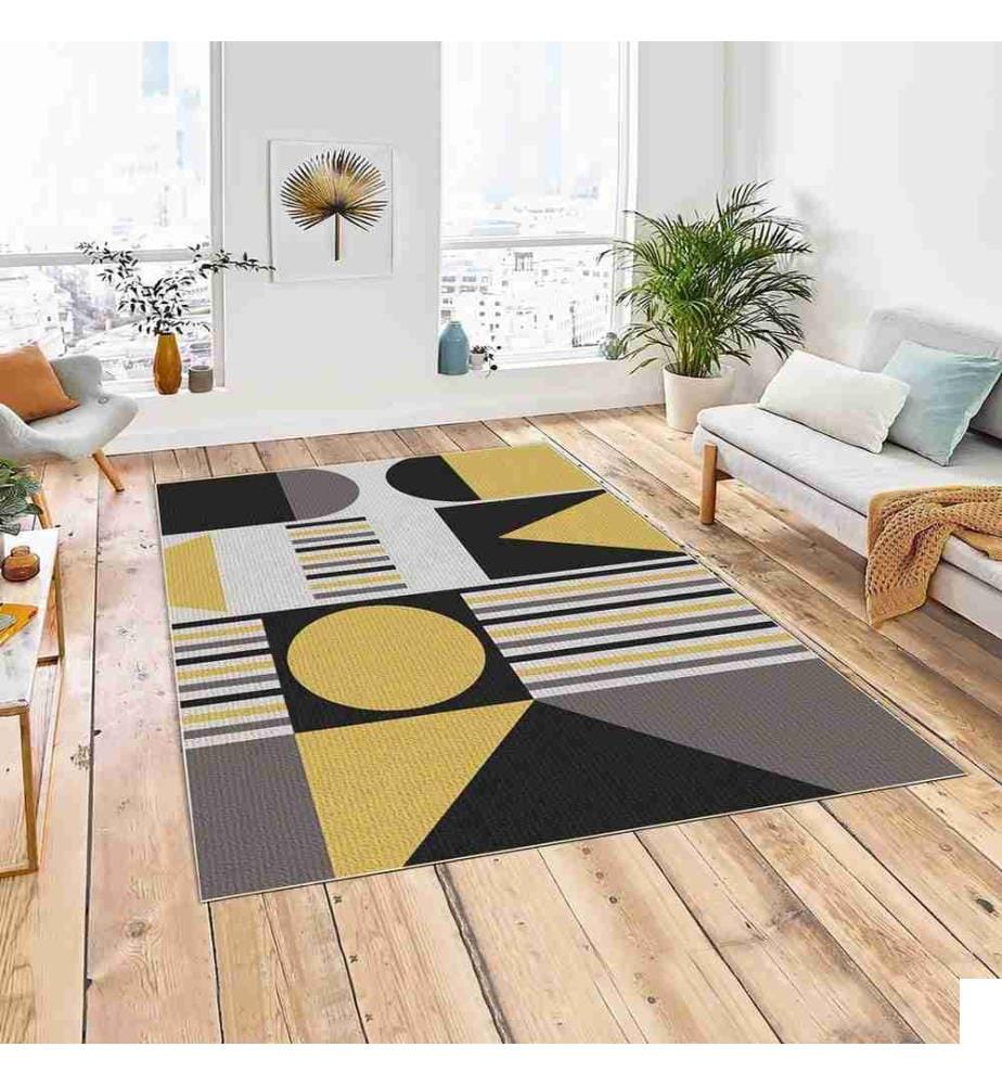 Tapis, jaune, 70% coton - 30% polyester, 100 x 150 cm