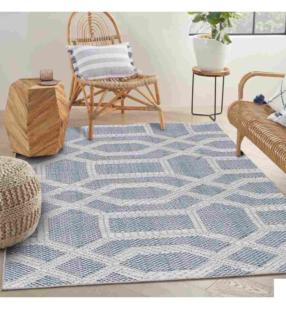 Tapis, bleu, 70% coton - 30% polyester, 80 x 150 cm