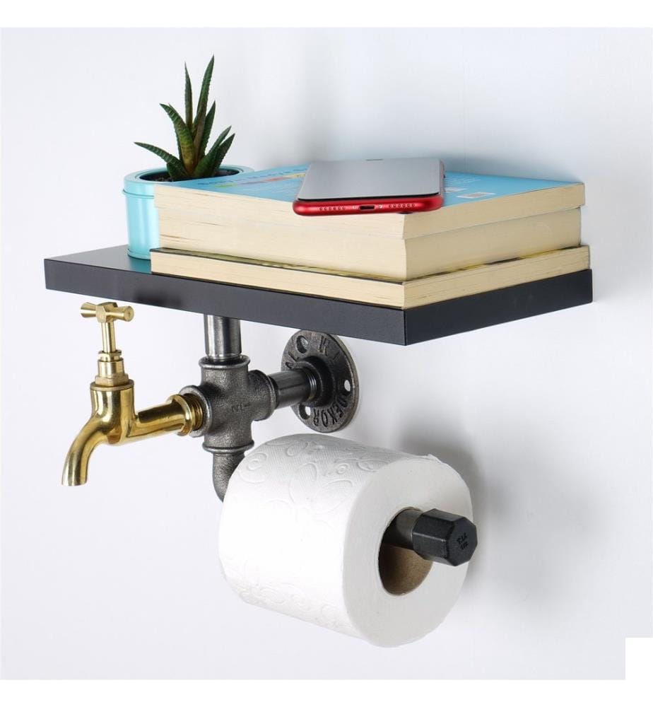Noir, Support De Papier Toilette, 17X30X23 cm, MDF