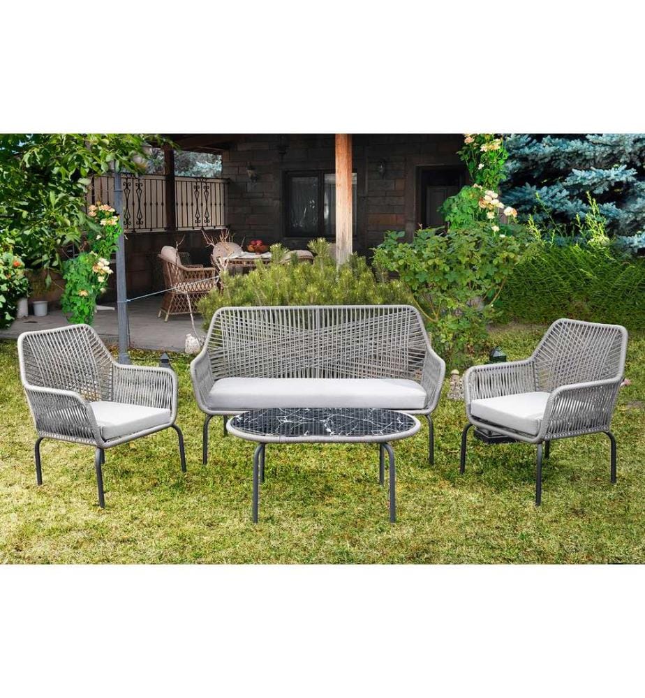 Ensemble De Salon De Jardin, Gris,