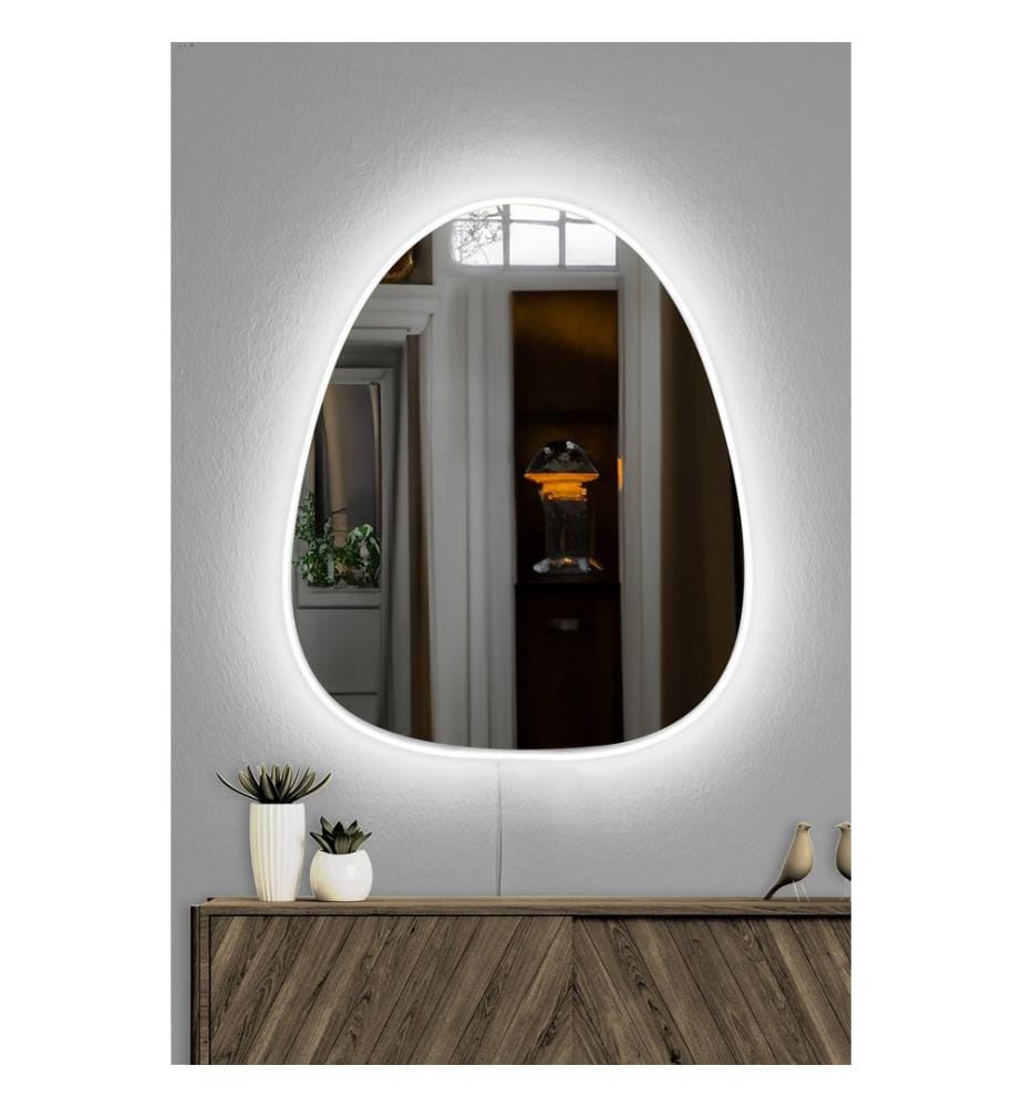 Miroir avec éclairage Led, blanc, miroir incassable résistant aux chocs, miroir acrylique avec support MDF