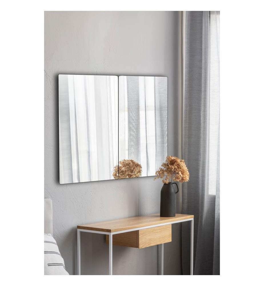 Miroir, Argent, Miroir incassable et inamovible, Miroir acrylique avec support MDF