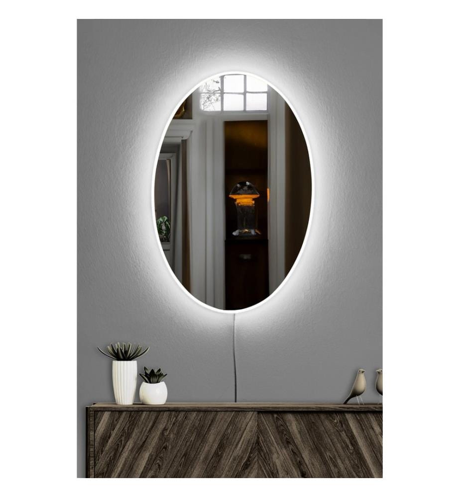 Miroir avec éclairage Led, blanc, miroir incassable à l'épreuve des regards, miroir acrylique avec support MDF
