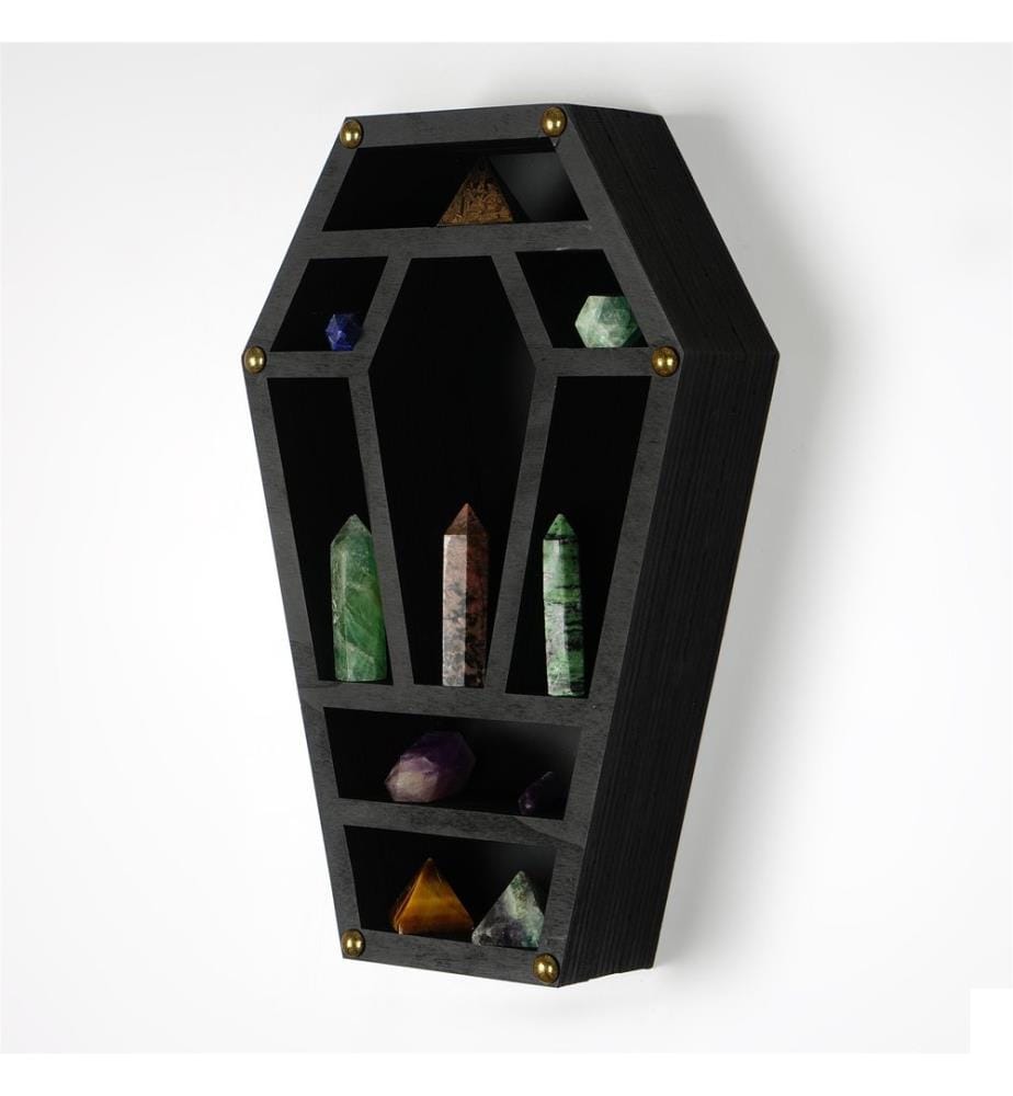 Etagère murale décorative en bois, noir, bois massif