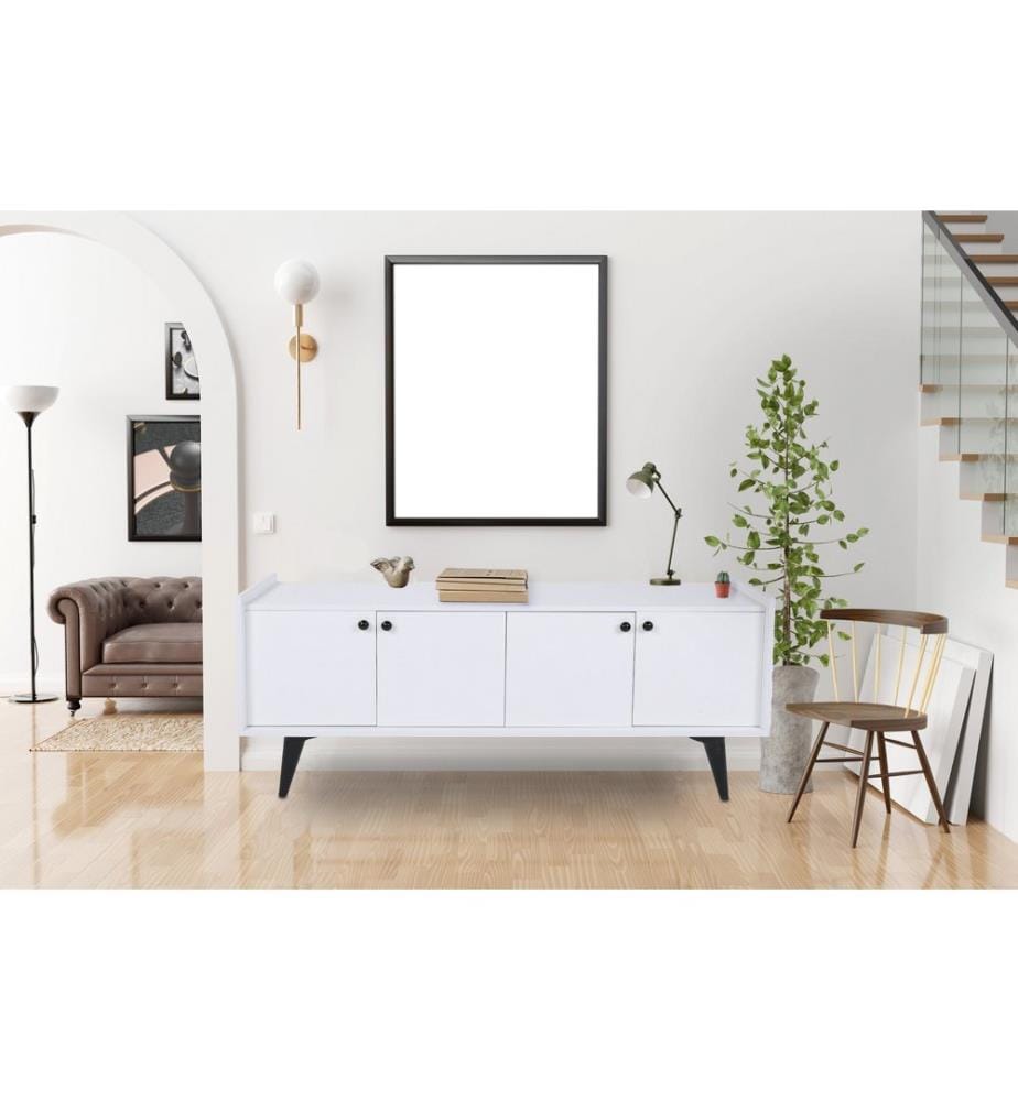 Blanc, Coffres De Tiroirs, 40X150X62 cm, Plaque De Particules Enrobée De Mélamine