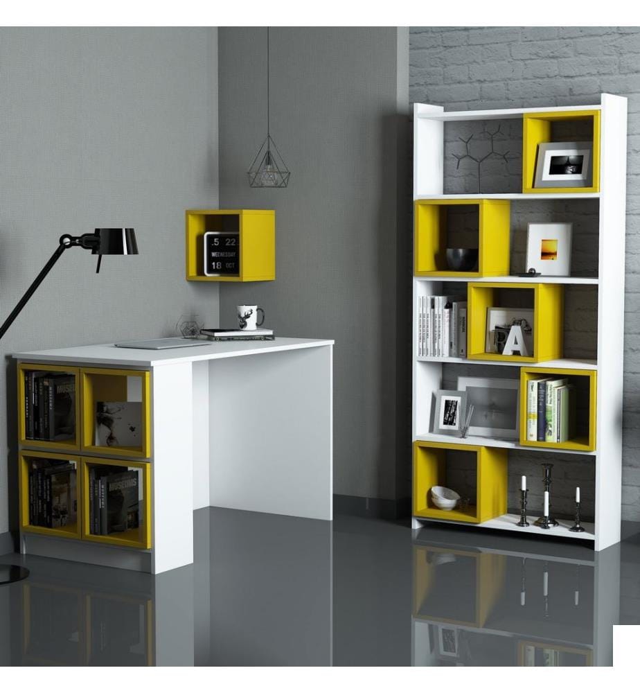 Blanc, Jaune, Étagères, 75X120X65 cm, Plaque De Particules Enrobée De Mélamine