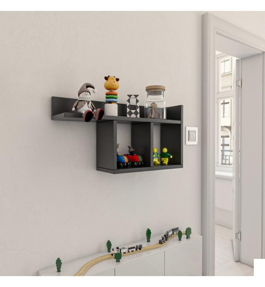 Anthracite, Étagères Murales, 37X72X18 cm, Plaque De Particules Enrobée De Mélamine