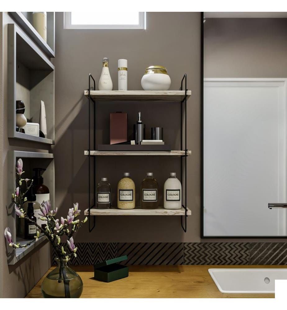 Etagère murale, blanc, marbre, 100% Melamine Particle Board