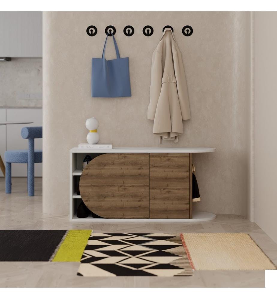 Meuble à chaussures, Hitit, blanc, panneau de particules mélaminé