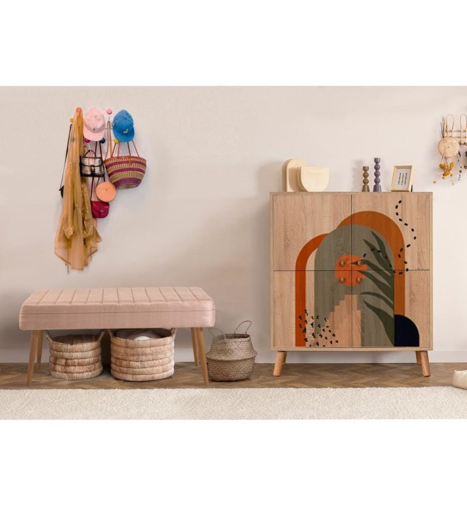 Ensemble de meubles de couloir, Sonomo, pierre, panneau de particules mélaminé