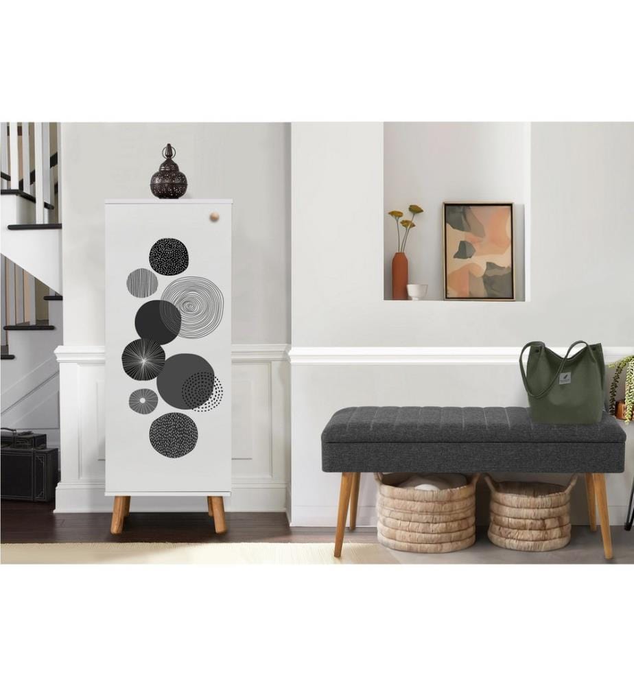 Ensemble de meubles de couloir, blanc, anthracite, panneau de particules mélaminé