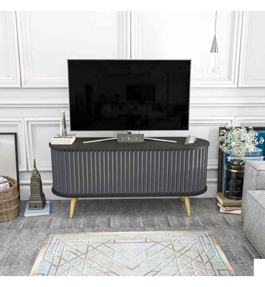 Meuble TV, Noir, Anthracite, Panneau de particules mélaminé