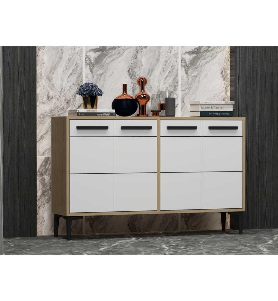 Meuble TV, chêne saphir, blanc, panneau de particules mélaminé