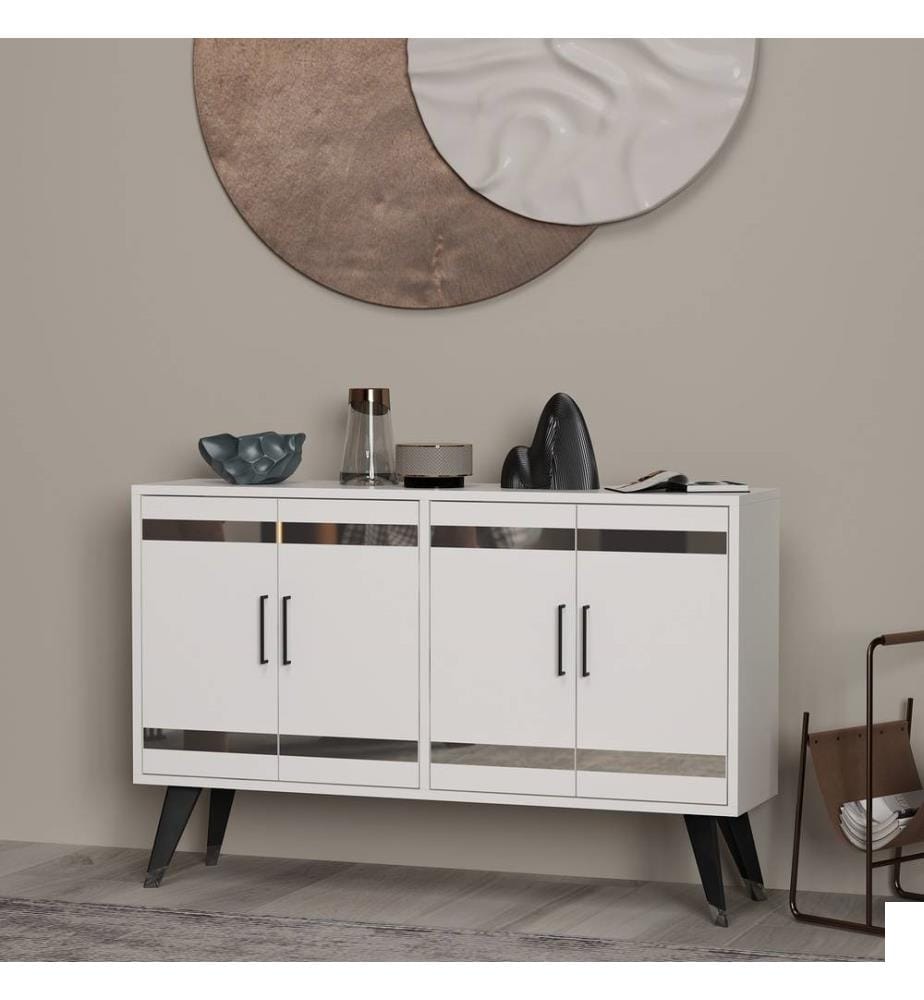Meuble TV, blanc, panneau de particules mélaminé
