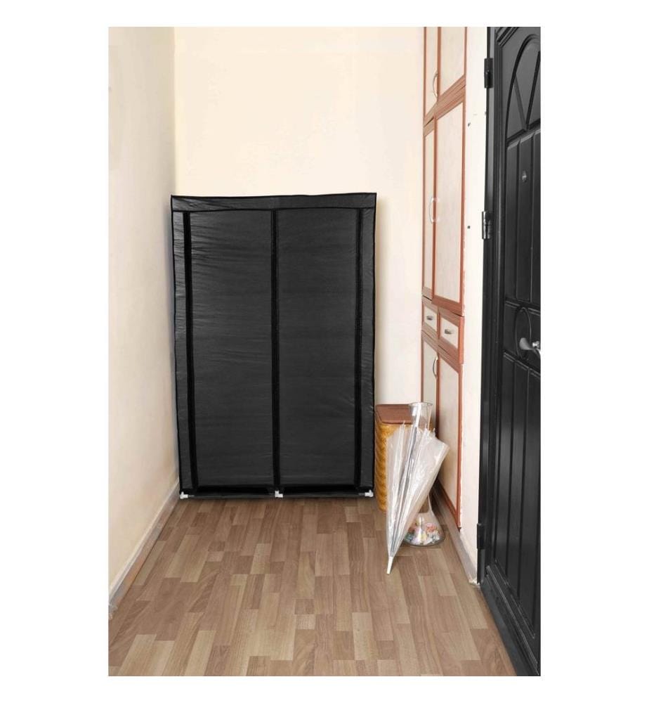 Meuble à chaussures, noir, tissu ouaté, cadre métallique