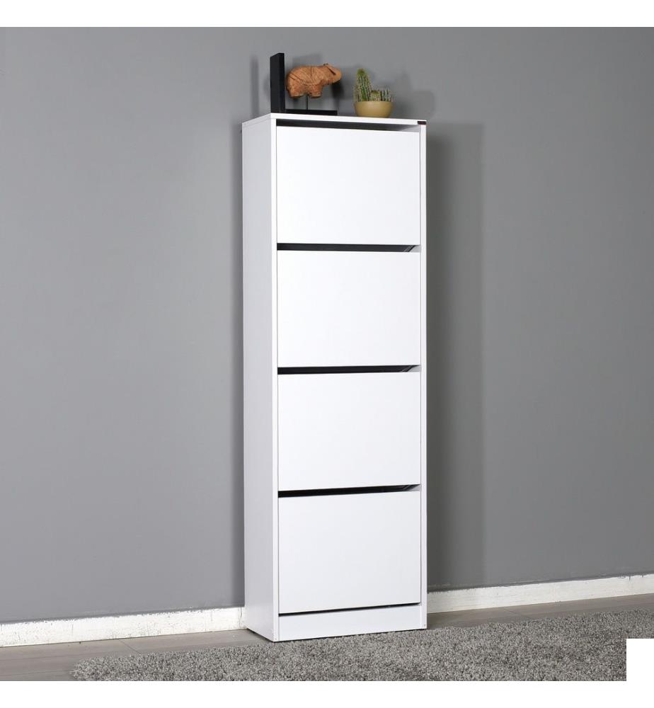 Meuble à chaussures, blanc, panneau de particules mélaminé