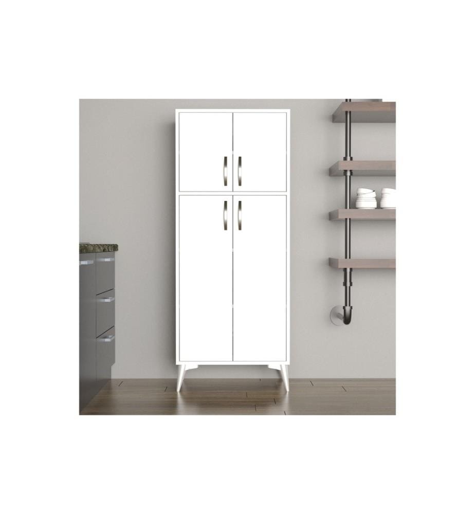 Armoire multifonctions, blanc, panneau de particules mélaminé