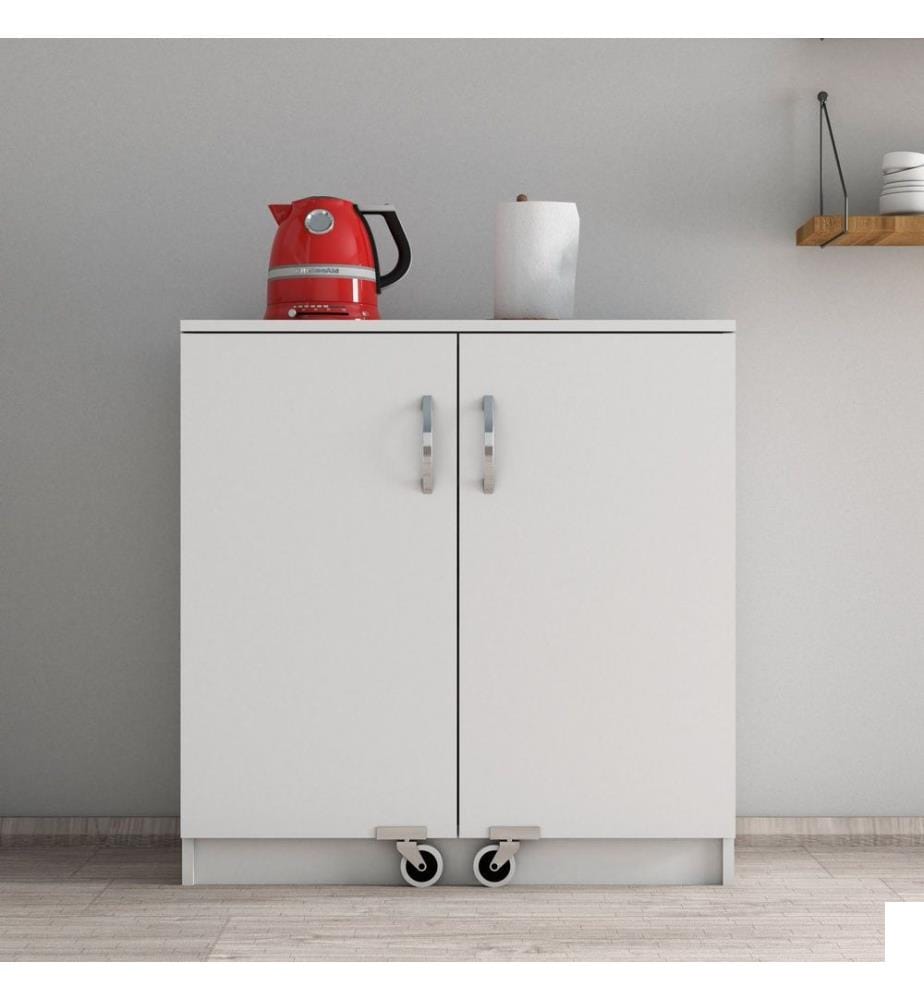 Armoire multifonctions, blanc, panneau de particules mélaminé