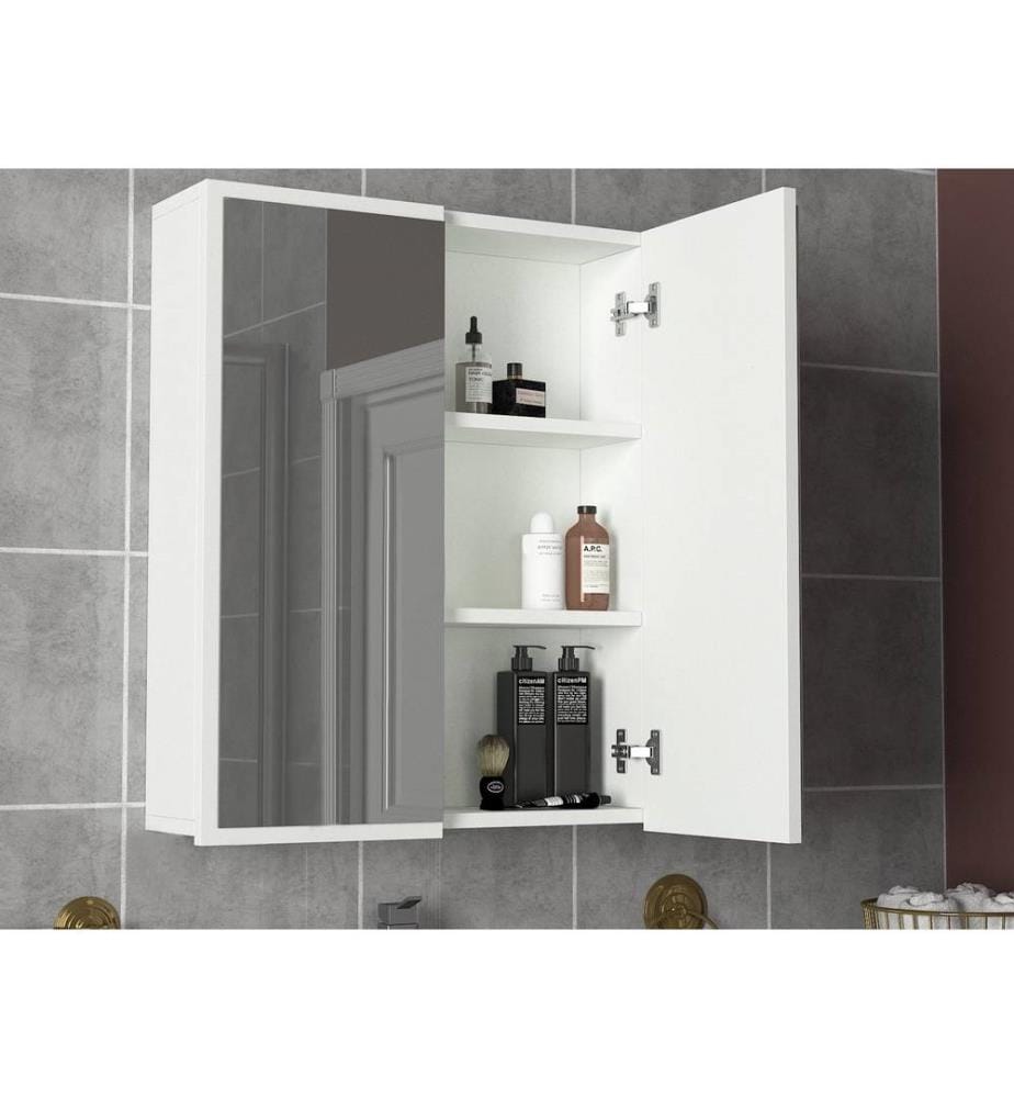 Armoire de toilette, blanc, panneau de particules mélaminé