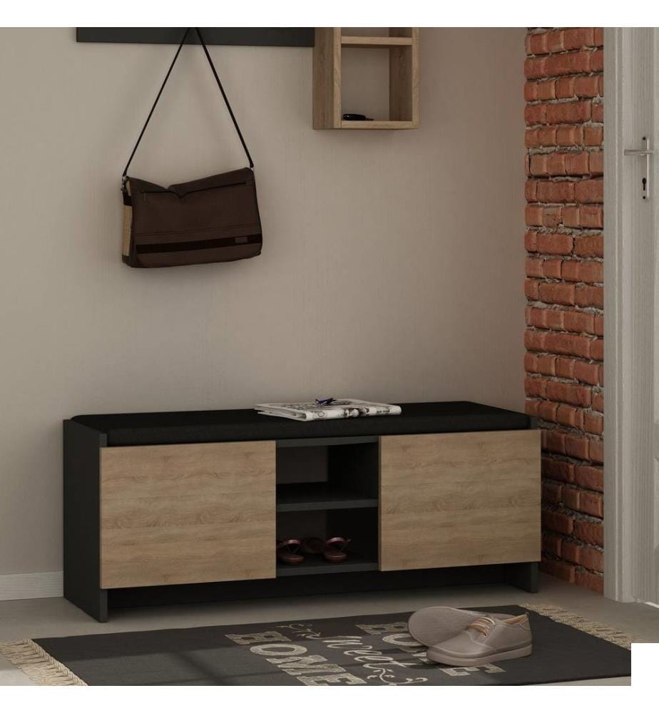 Meuble à chaussures, chêne anthracite, panneau de particules mélaminé