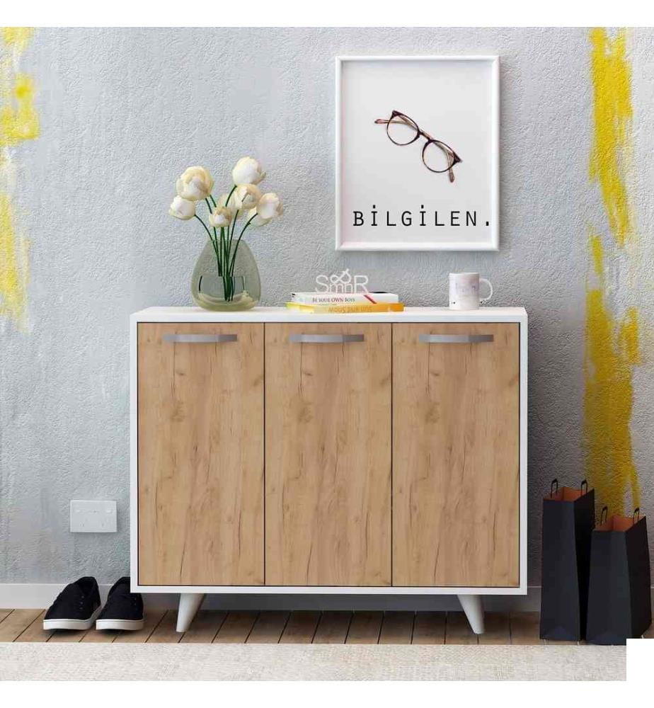 Armoire multifonctions, chêne blanc, panneau de particules mélaminé