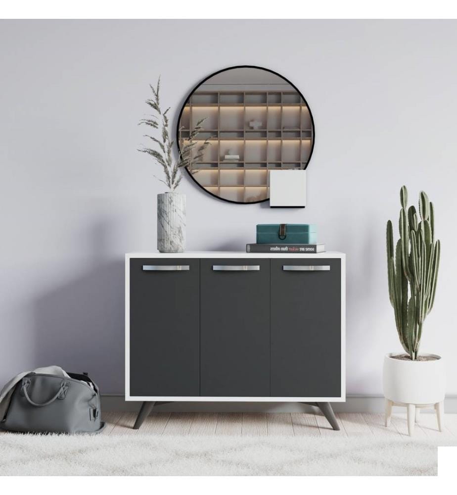 Armoire polyvalente, blanc anthracite, panneau de particules mélaminé