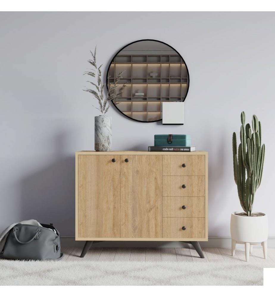 Armoire polyvalente, chêne, panneau de particules mélaminé