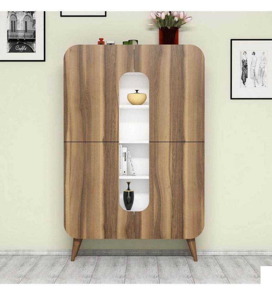 Armoire polyvalente, noyer blanc, panneau de particules mélaminé