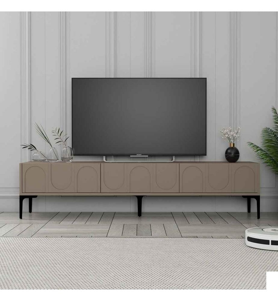Meuble TV, Atlas, Noir, Panneau de particules 100% mélaminé