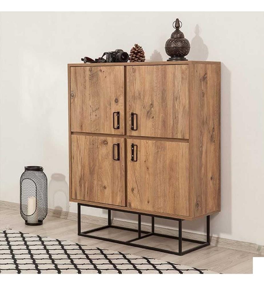 Armoire multifonctions, pin atlantique noir, panneau de particules mélaminé