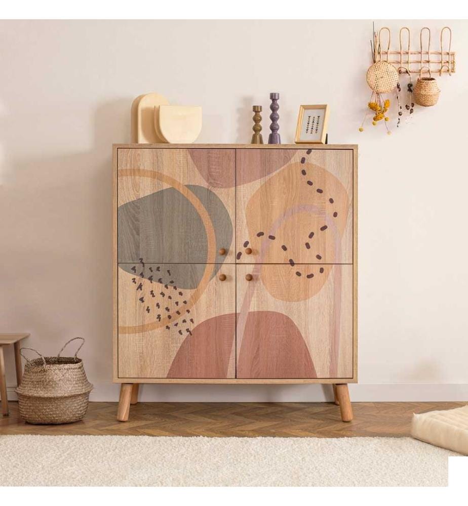 Armoire multifonctions, multicolore, panneau de particules mélaminé