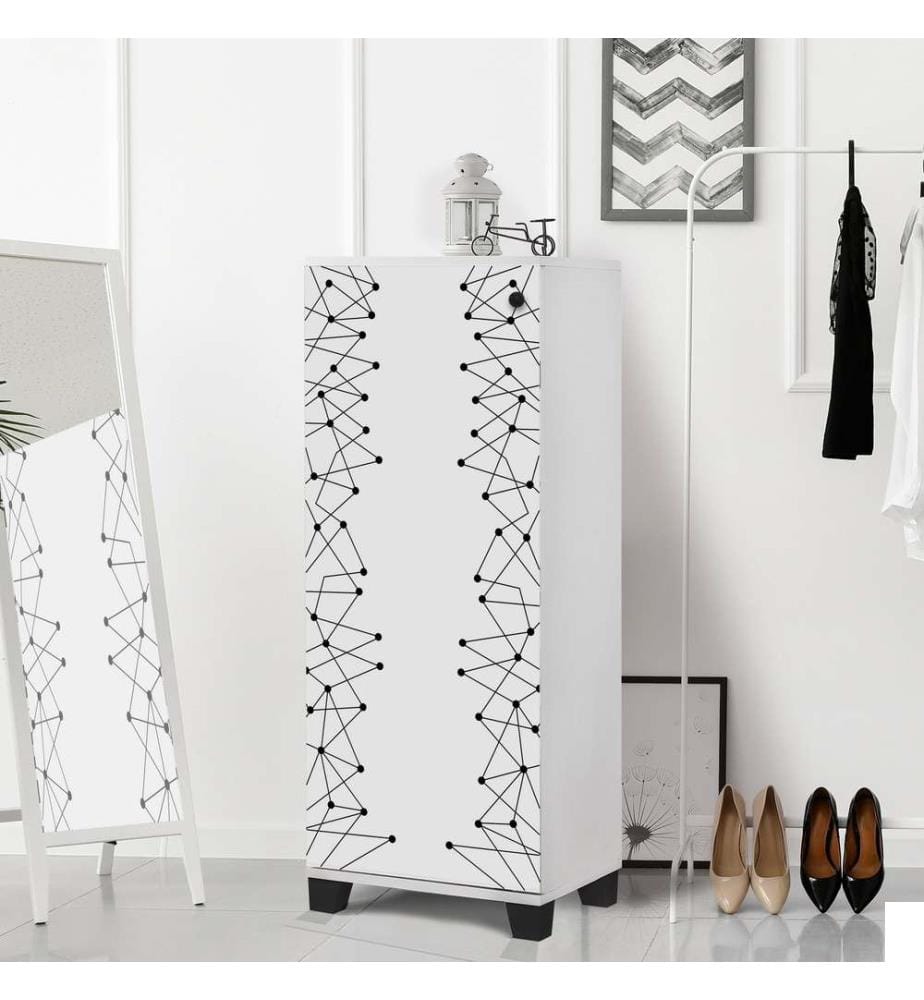 Meuble à chaussures, blanc noir, panneau de particules mélaminé