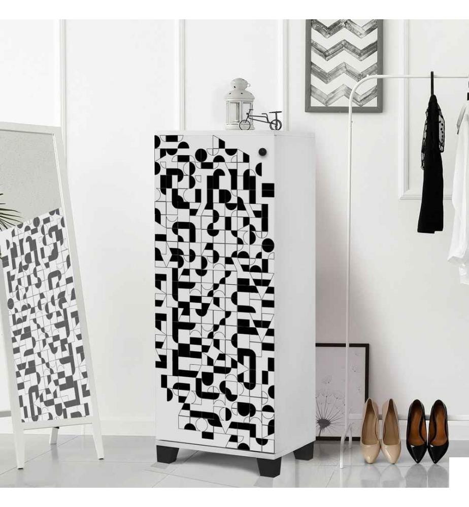 Meuble à chaussures, blanc noir, panneau de particules mélaminé